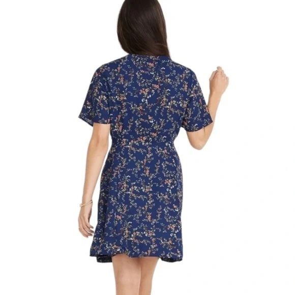 MADEWELL Amaranth Wrap Dress in Moonless Floral Women Size 6 - Picture 3 of 9